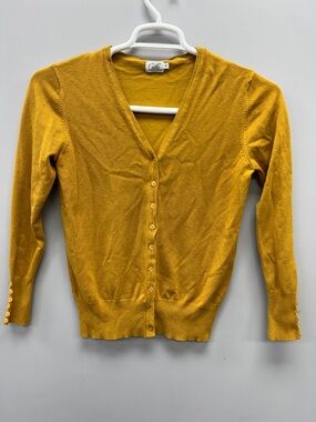 Cielo Women's Mustard Mustard V-Neck Button Cardigan